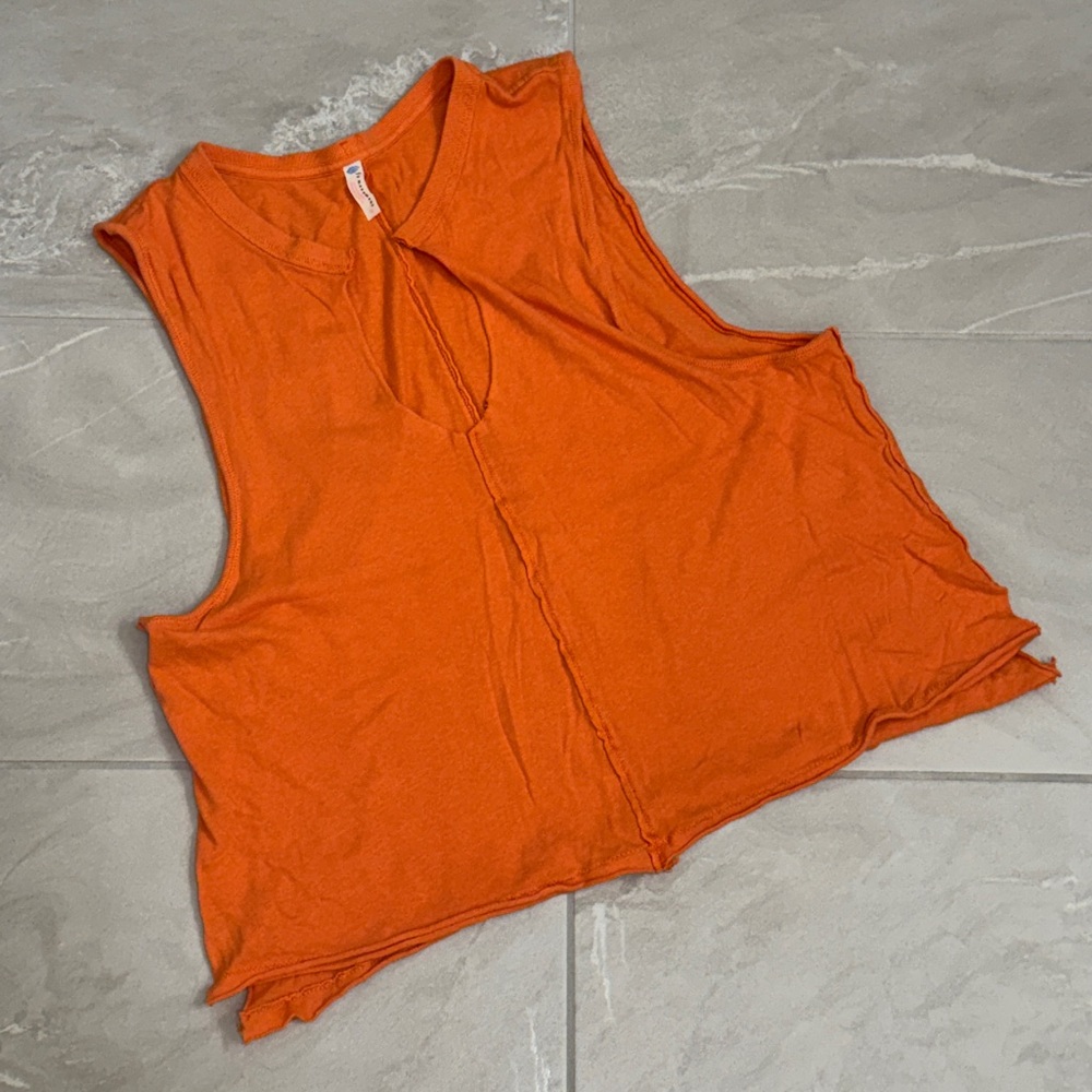 FP Movement Free People Orange Cropped Muscle Tee Athletic Tank Top